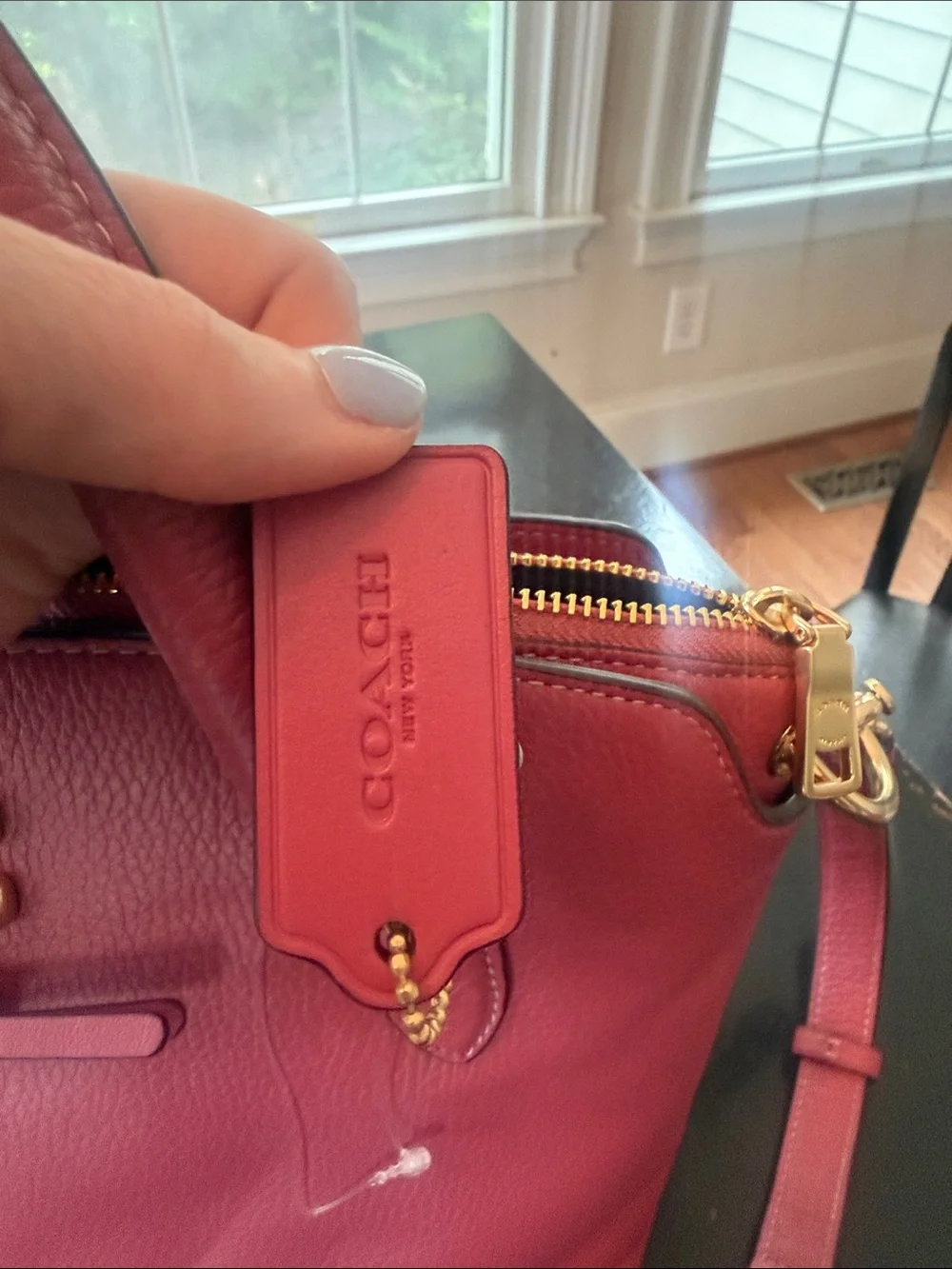 NWT Coach Pink Pebbled Leather Crossbody Satchel with Gold Hardware